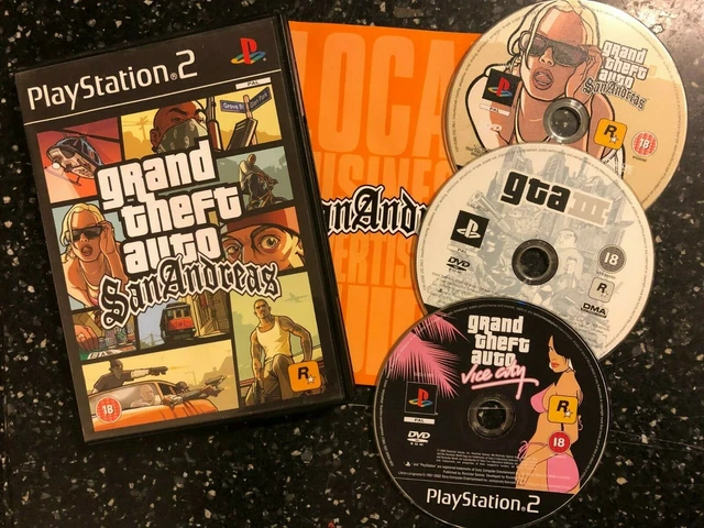 3 Playstation 2 Ps2 Gta Games Grand Theft Auto Iii 3 +Vice City + San Andreas