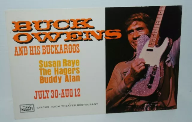 1970s Buck Owens promotional postcard, Nugget Casino, Reno Susan Raye, Hagers