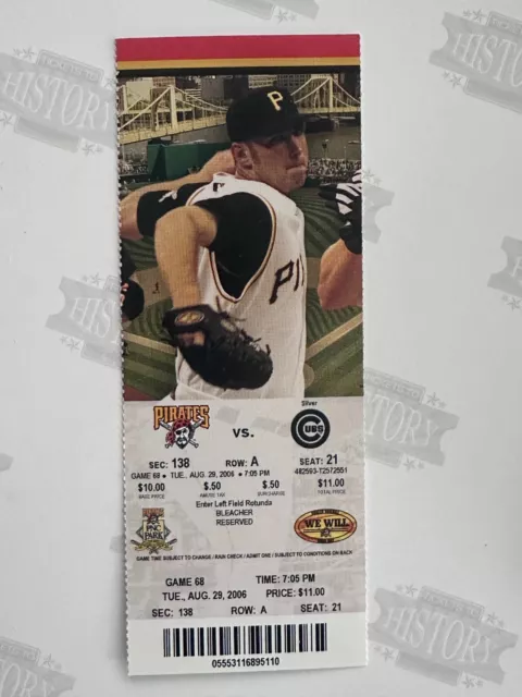 2006 Chicago Cubs at Pittsburgh Pirates Ticket 8/29/06