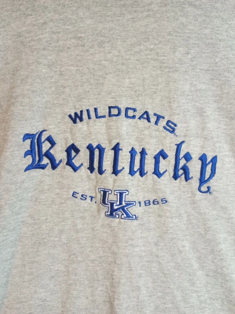 gray UK KENTUCKY WILDCATS FOOTBALL Basketball All Embroidered T Shirt 46" waist