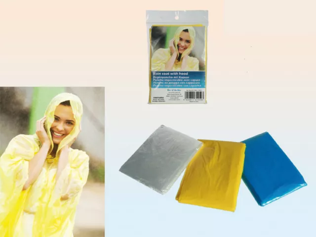 Disposable Waterproof Rain Poncho Many Colours Mac Coat Cape Festivals