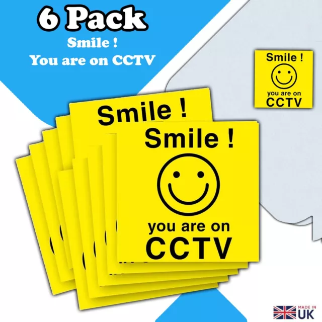 CCTV in Betrieb Vinyl Aufkleber - Smile you are on CCTV - 6er-Pack Vinyl Aufkleber