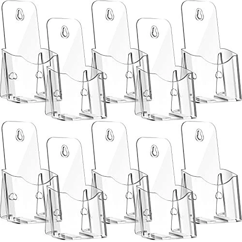 10 Pieces Acrylic Brochure Holder Stand Pamphlet Holder 4 x 7.9 Inches Clear ...