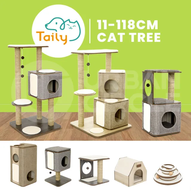Taily Cat Tree Tower Cats Scratching Post Scratcher Furniture Wooden Kitten Toy