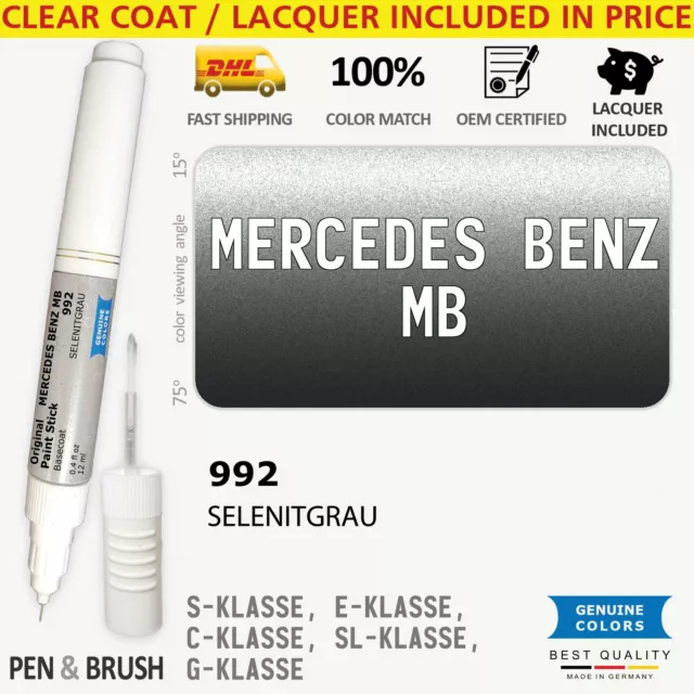 992 Touch Up Paint for Mercedes Benz MB Gray S KLASSE E C SL G SLK CLS M V GL GL