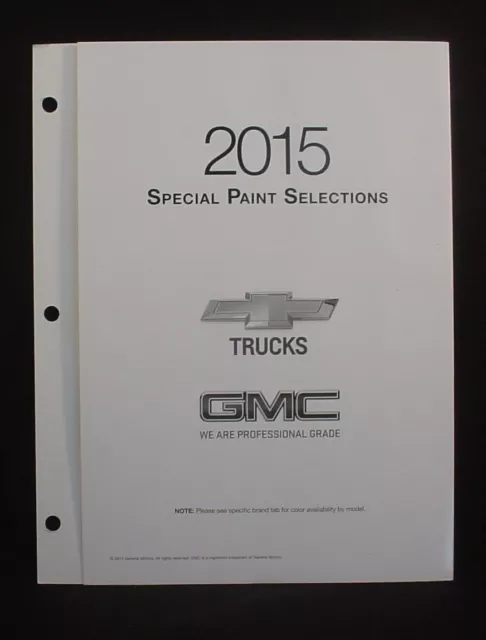 2015 Gm / Chevrolet / Gmc Truck Fleet Exterior Color Selections / Paint Chips