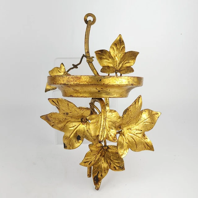 RESERVED LISTING DO NOT BUY Italian Toleware Metal Ivy Leaf Candle Wall Sconce