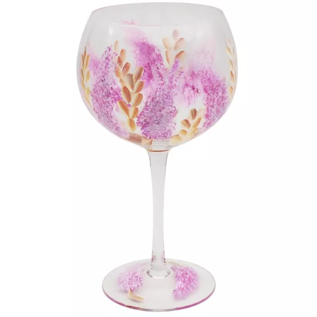 Hand Painted Gin Glass Pampas Balloon Copa Tonic Cocktail Drink Floral Flower