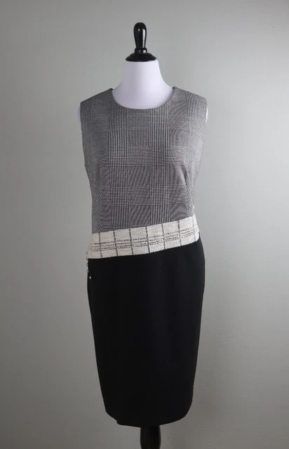 CALVIN KLEIN NWT $139 Houndstooth Check Tweed Ponte Mixed Sheath Dress Size 22W