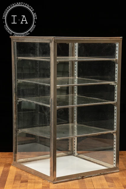 Vintage Glass Display Case With Shelves