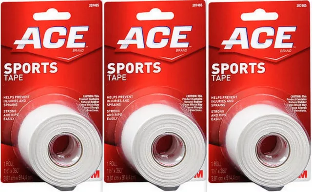 ACE Sports ATHLETIC Tape 1.5  inch x 10 yard Roll ( 3 pack )