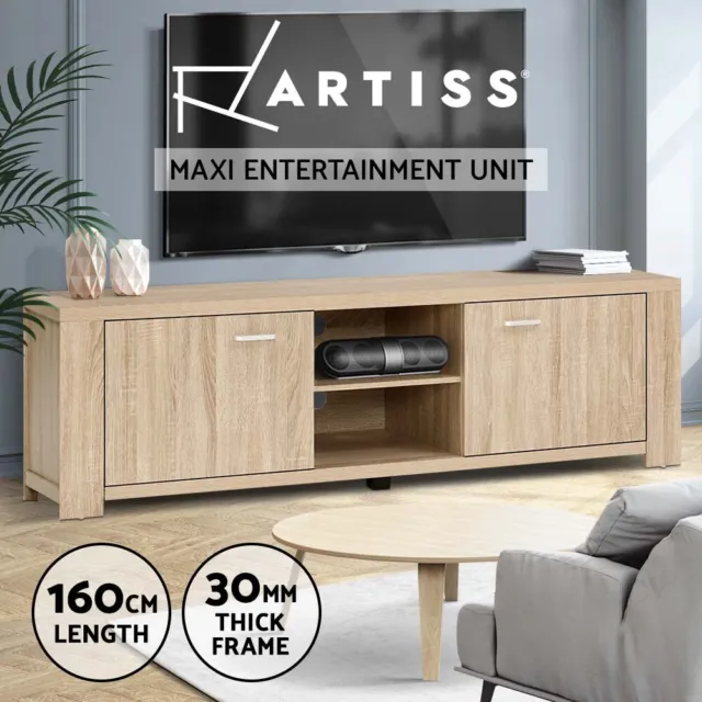 Artiss TV Cabinet Entertainment Unit Stand Storage Shelf 160cm Oak Maxi