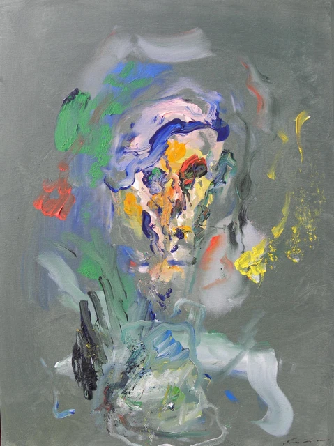 Ernesto TRECCANI (Milano 1920-2009) AUTORITRATTO OLIO su TELA cm 80x60 anno 1992 3