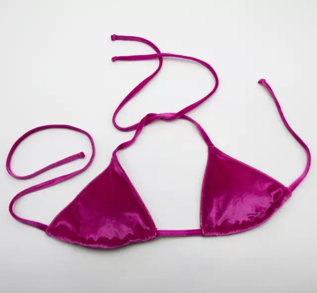 Victorias Secret XS Triangle Bikini Magenta Pink Plunge Halter Padded Cute New