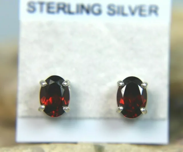 Red Almandine Garnet .925 Sterling Silver Stud Earrings! January Birthstone!