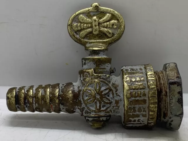 Old Antique Embossed Ornate Victorian Brass Gas Light Valve Fitting Steampunk