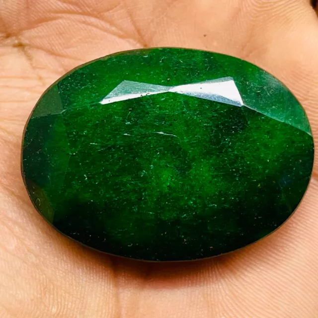 194.65 Cts Natural Brazilian Emerald Stunning Green Huge Oval Cut Loose Gemstone