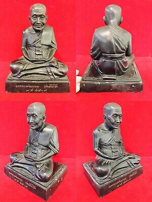 Large Bronze Statue Monk Meditation Lp Tuad Old 1996 Protection Thai Amulet 9224