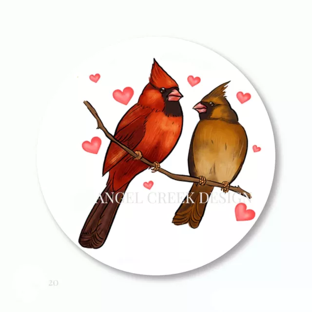 Red Cardinals Favors Valentine's Day Scrapbook Stickers Envelope Seals Labels