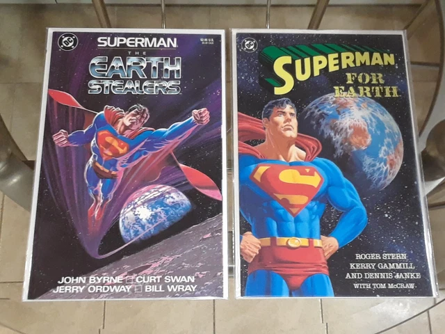 Superman: Earth Stealers (1988 DC John Byrne) & For Earth (1991) Stern / Gammill