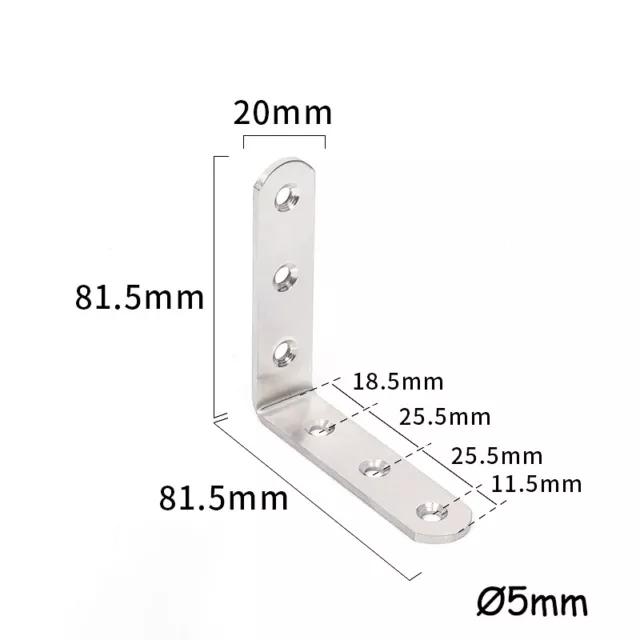 Right Angle Bracket 20mm -125mm L Shape Corner Brace Fixing Repair Joining Metal