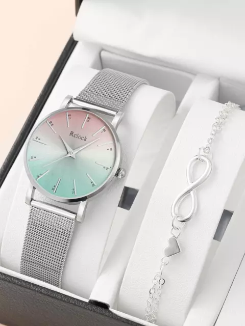 Reloj de Mujer con Pulso Plata Brazaletes Esclava Joyería Relojes Para Mujeres