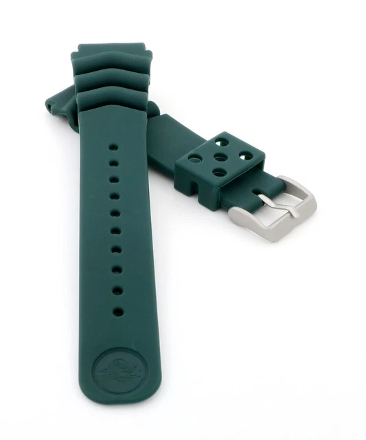 Grünes Silikon-Armband Für Taucher | 24 Mm Breite, Edelstahl-Faltschließe | Wasserdicht, Max. 190 Mm Länge
