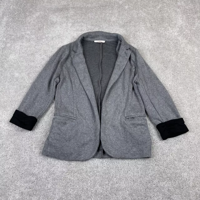 Skies Are Blue Blazer Womens Extra Small Gray Asa Knit Open Front Jacket Career