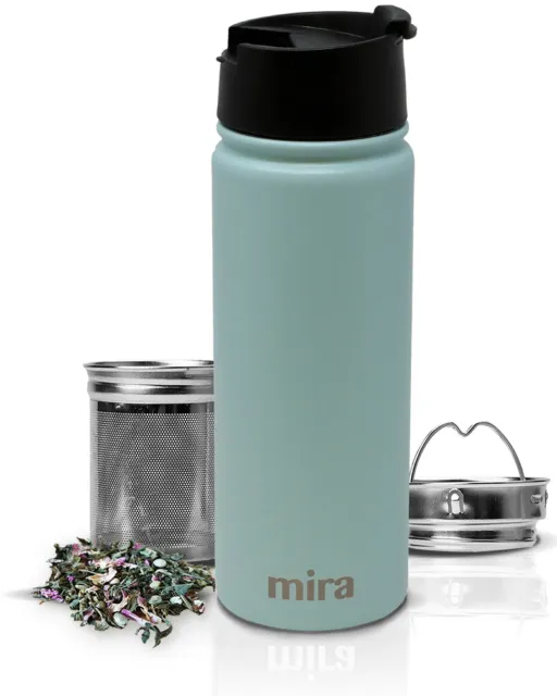 MIRA 18oz Stainless Steel Insulated Tea Infuser Filter Bottle Thermos Travel Mug