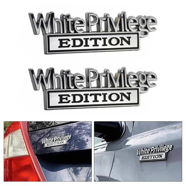 Eye catching White Privilege Edition Car Truck Emblem Set of 2 Metal 3D Badges