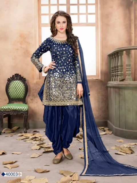 Indio Punjabi Patiyala Salwar Traje paquistaní azul diseñador niñas Salwar...