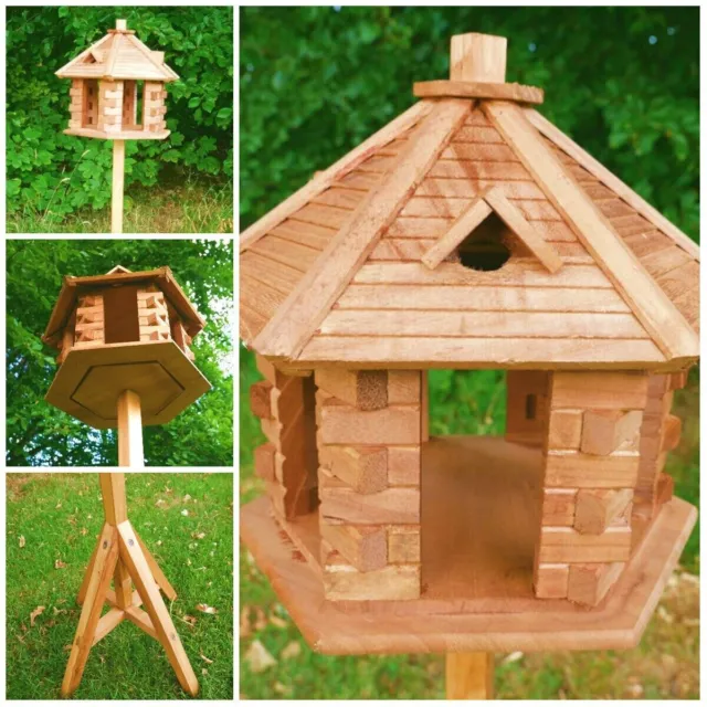 Classic Wooden Bird House Gazebo Large Free Standing Feeder Station Garden Decor