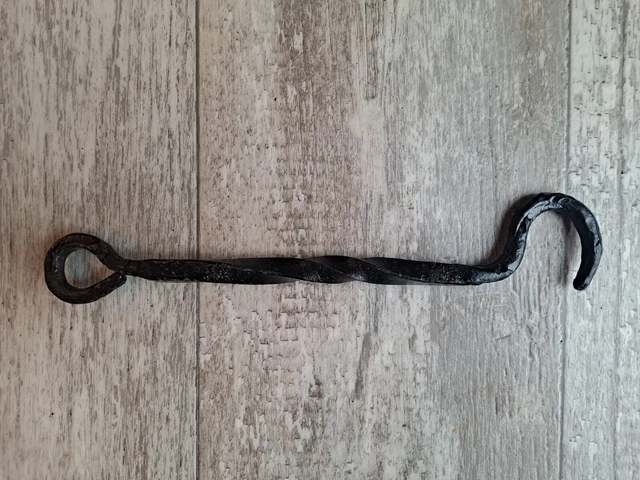 Antique Barn Door Gate Latch Lock Hand Forged Twisted Wrought Iron 11" Hook  Eye 2