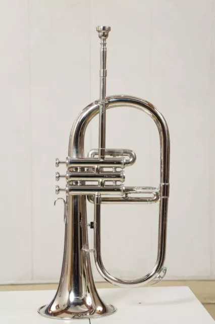 Professional Brass Flugelhorn Bb Pitch Instrument Chrome Finish With Hard case 2
