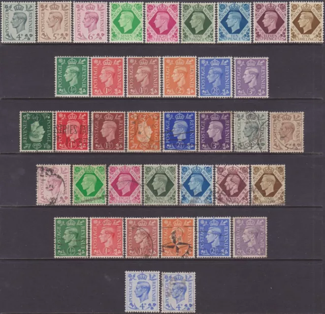 3 SETS+ GB KGVI 1937-47, 1941-42 & 1950-52 Definitive 1/2d-1s MH & Used Stamps
