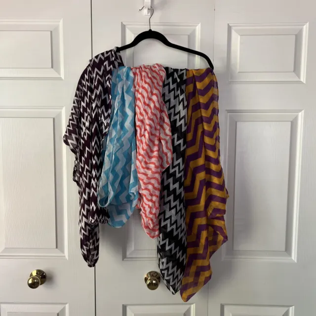 LOT OF FIVE Women’s Fashion Scarves. CHEVRON PATTERN. Infinity scarves.