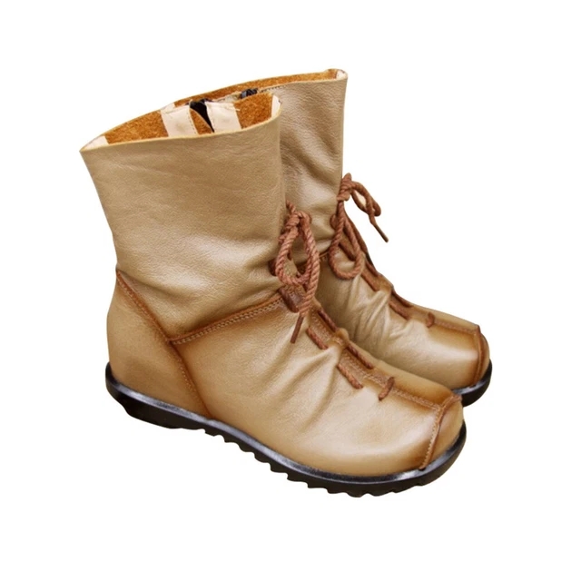 Bottines en pour femmes, bottes plates souples et décontractées