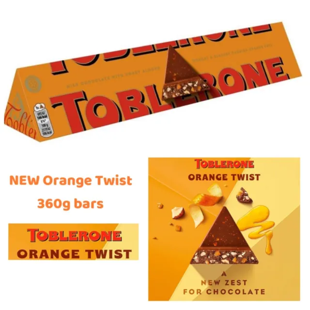 Toblerone Chocolate Orange 360g (Orange Twist) Gift / Easter New Large Bars