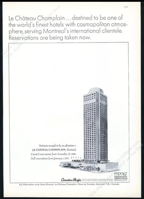 1966 Le Chateau Champlain hotel pic Montreal Canada vintage print ad