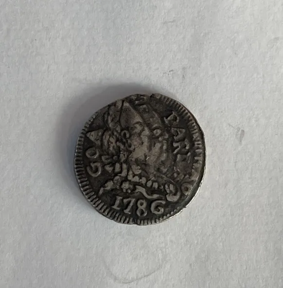 Portuguese - India Goa coin 1786 Maria l & Pedro lll Pardau ? small silver coin