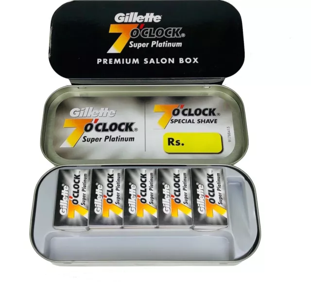 Gillette 7O'clock Super Platinum Shaving Blades for Men 100 blades Set of 2