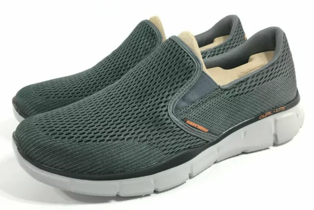 Mens Skechers Equalizer Double Play Slip On Loafers 51509 Charcoal Orange NWB