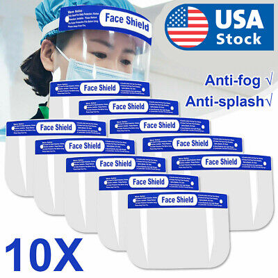 USA 10 PCS Safety Full Face Shield Reusable Washable Protection Cover Face Mask