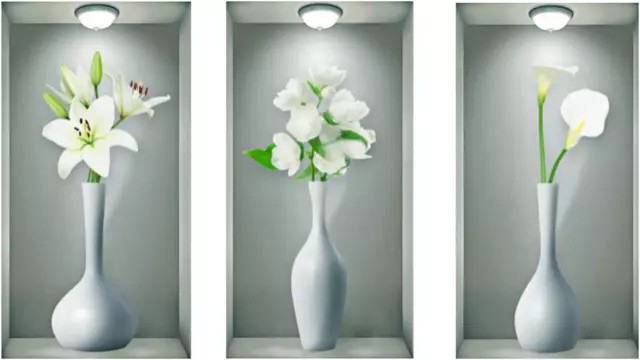 Sticker Muraux 3D Plante De Salon,Autocollant Mural Vase 3D