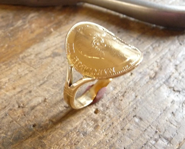Monture Bague Pour Pièce 20 Francs Napoléon - Or Jaune 18 Carats, 4 Griffes, Cintrée - Neuf Avec étiquettes