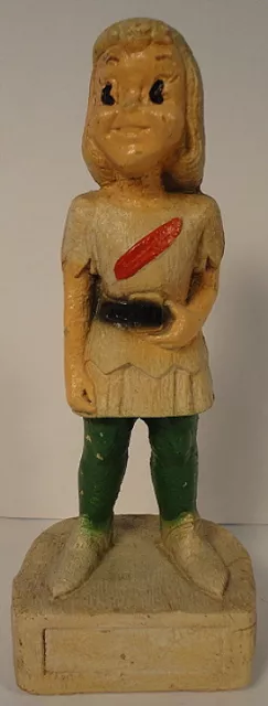 Figurine en bois syroco Multi Products Inc Peter Pan Barrie embouteillage vintage 1950