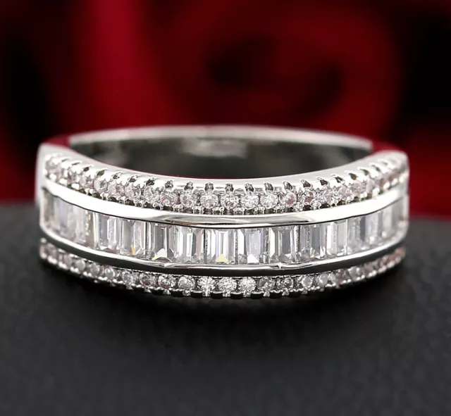 9K 9Ct Gold Gf Square Ct Simulated Diamond Engagement Wedding Cocktail Band Ring