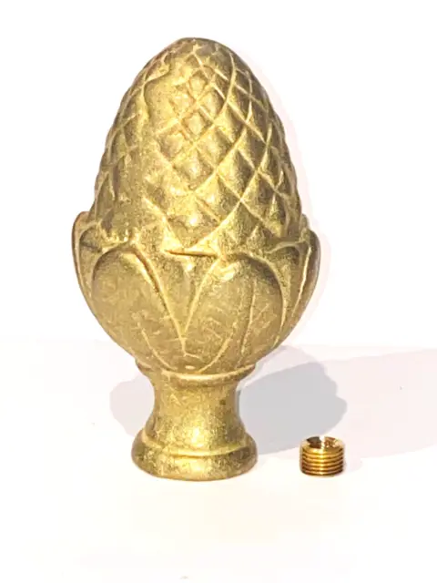 New Unf Solid Cast Brass 3-3/4" Acorn Finial Topper tap 1/8IPS,  weight 1.9lbs