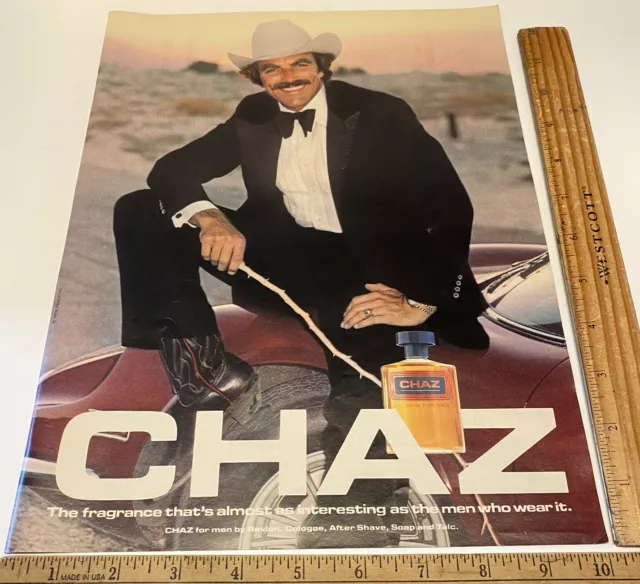 Vintage Print Ad Tom Selleck Revlon Chaz After Shave Cologne Soap 1970s Ephemera