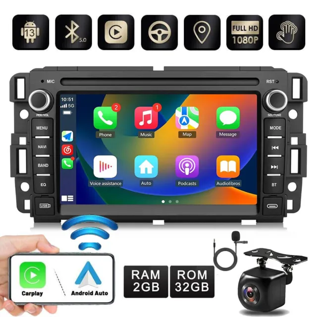 For Gmc Yukon Chevy Silverado Double Din Android 13 7" Car Stereo Radio Gps Navi